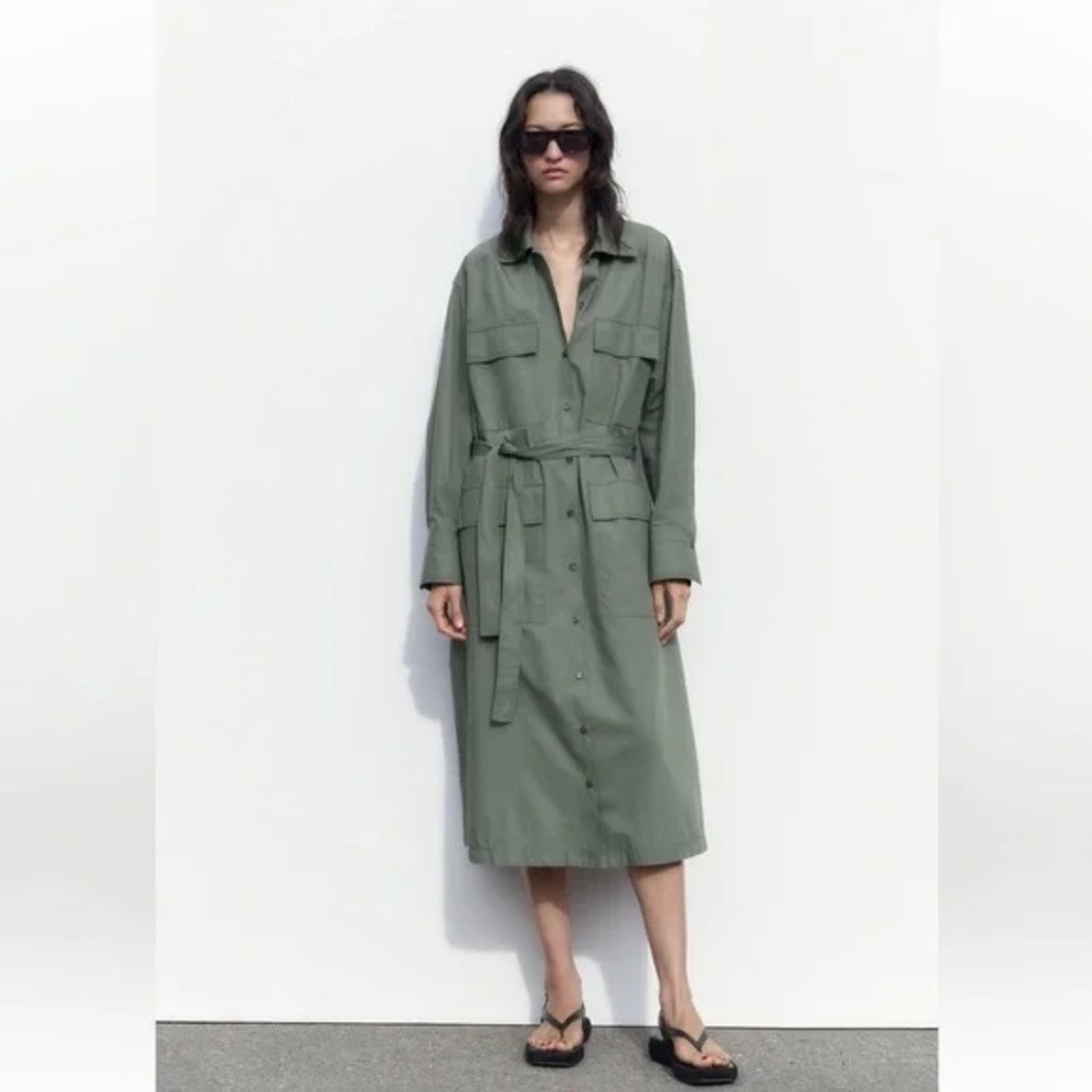 Zara Multiway Cotton Dress Sage - current season